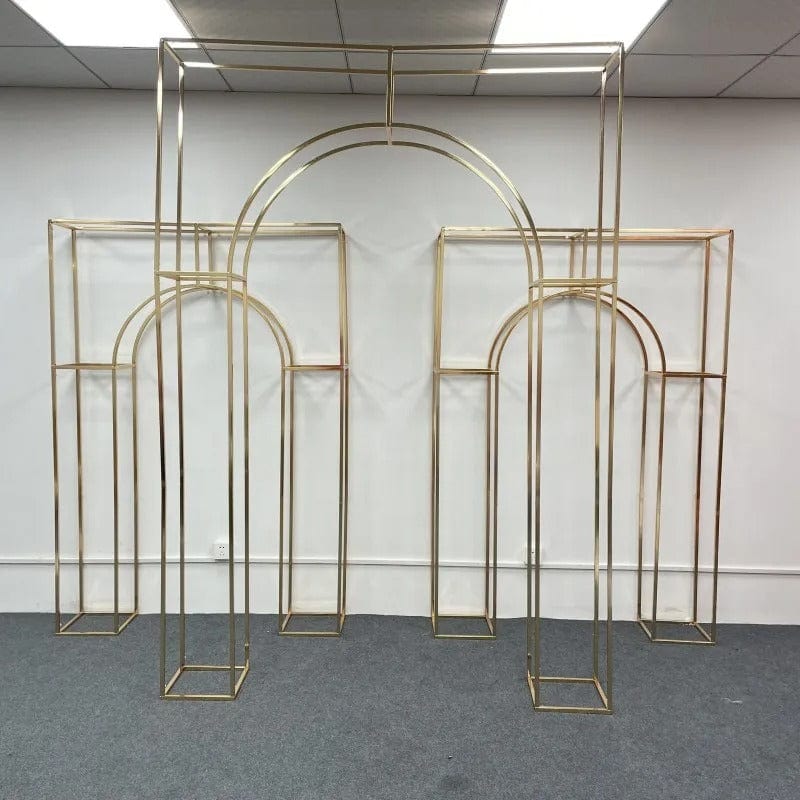 Weddingstoryshop -Shiny Gold Arch  Stand - Perfect for Stage, Aisle, Backdrops, and More!