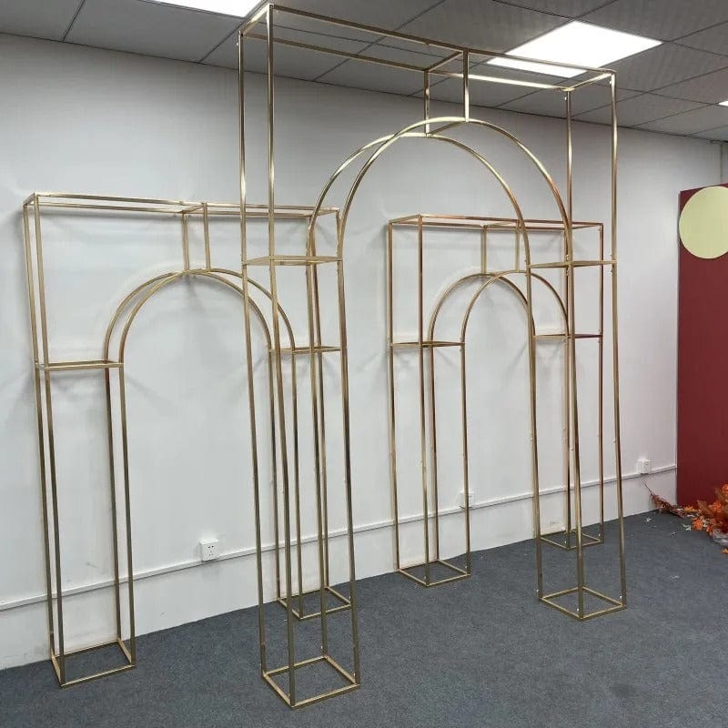 Weddingstoryshop -Shiny Gold Arch  Stand - Perfect for Stage, Aisle, Backdrops, and More!