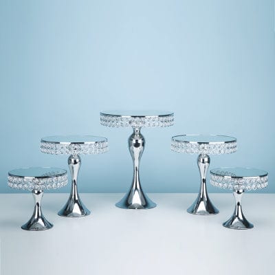 Litton Lane Silver Decorative Cake Stand with Crystal Accents (Set of 3)  54267 - The Home Depot